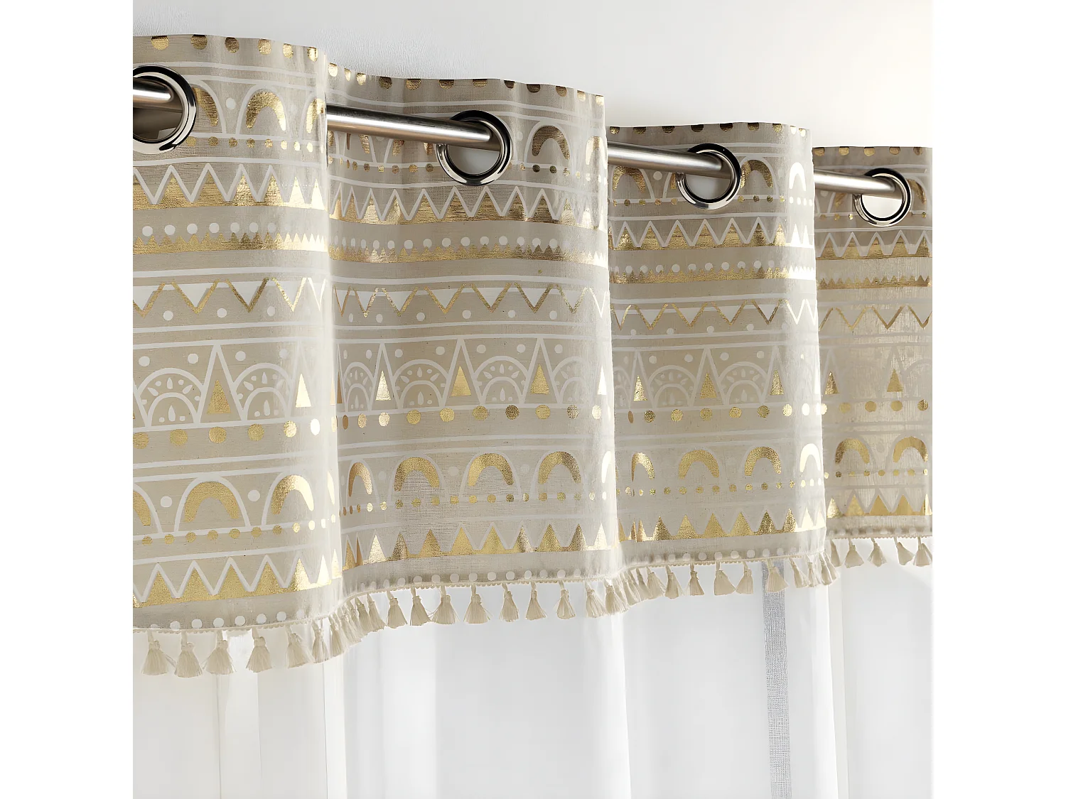 Rideau Voilage à Œillets "Sundore" 140x240cm Or