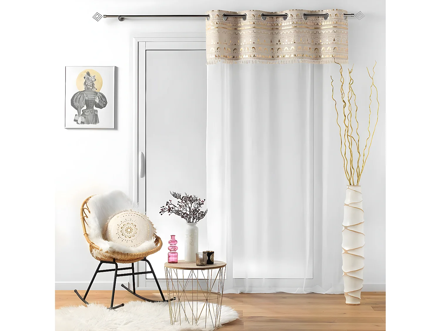 Rideau Voilage à Œillets "Sundore" 140x240cm Or