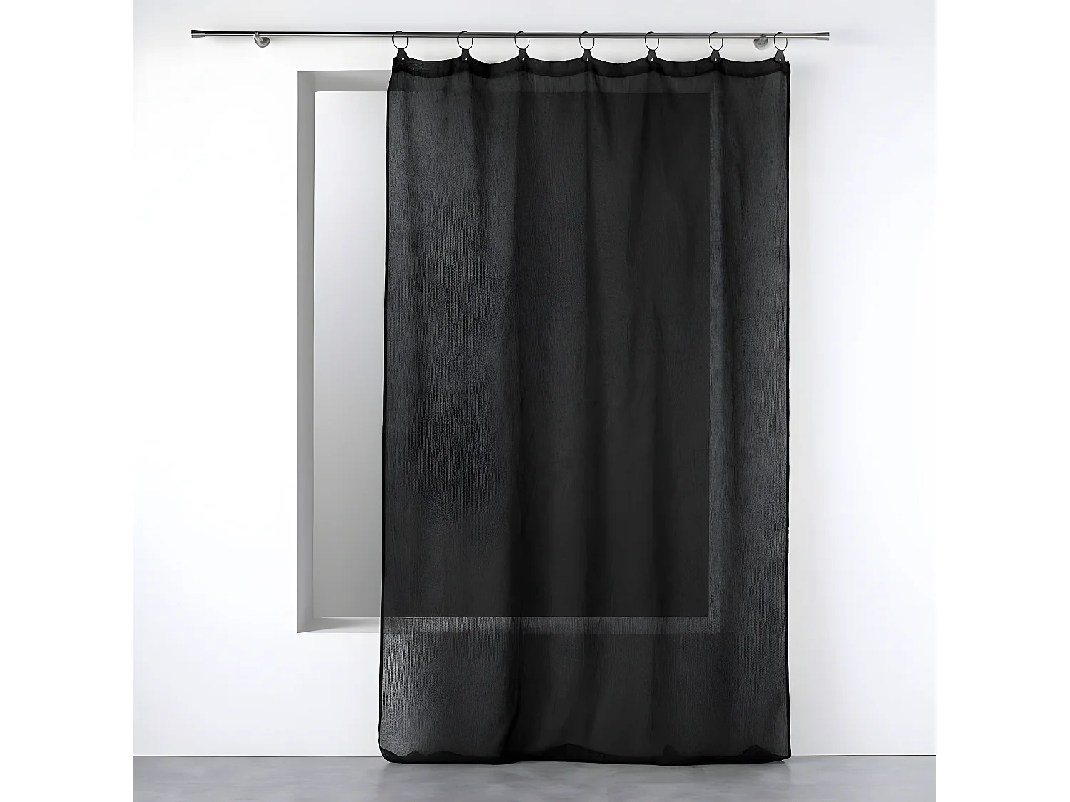 Rideau Voilage à Anneaux "Linka" 140x240cm Noir