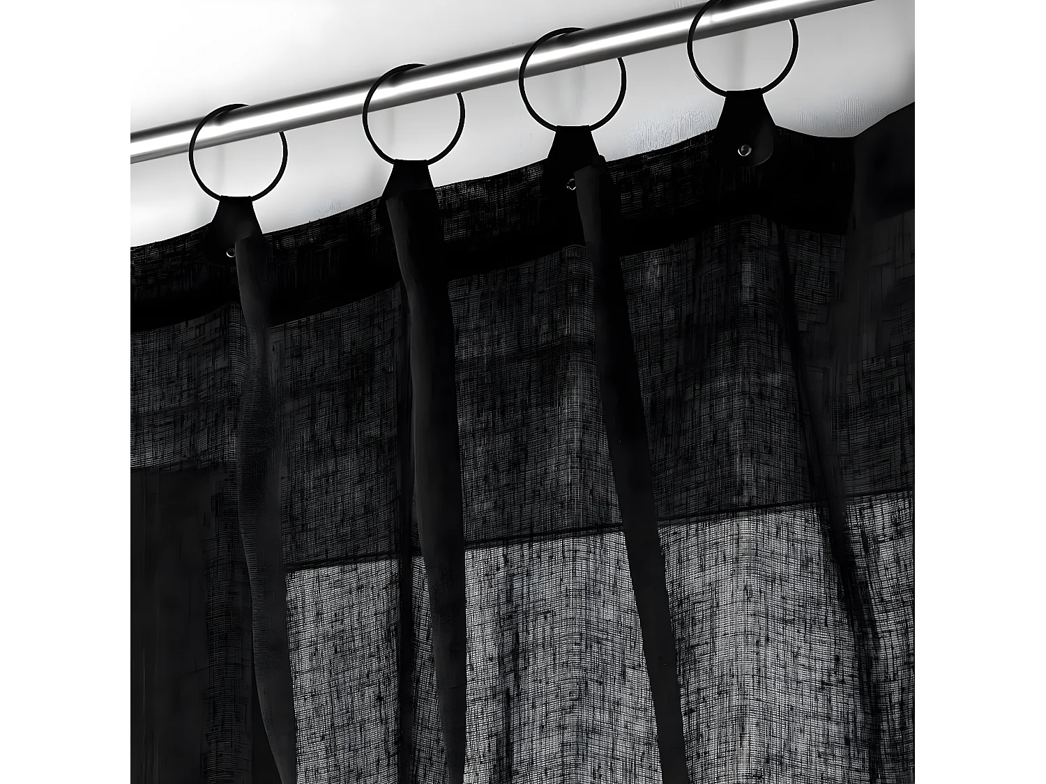 Rideau Voilage à Anneaux "Linka" 140x240cm Noir