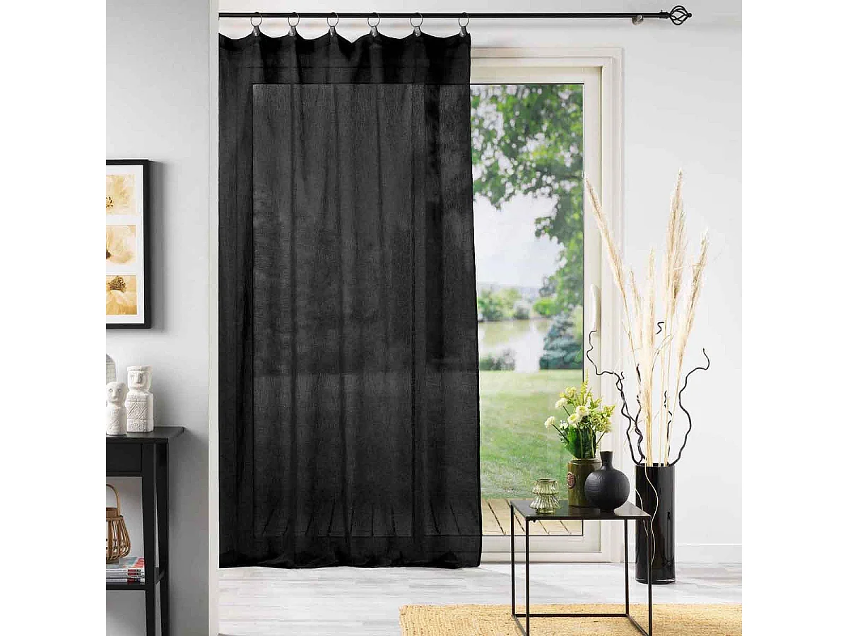 Rideau Voilage à Anneaux "Linka" 140x240cm Noir