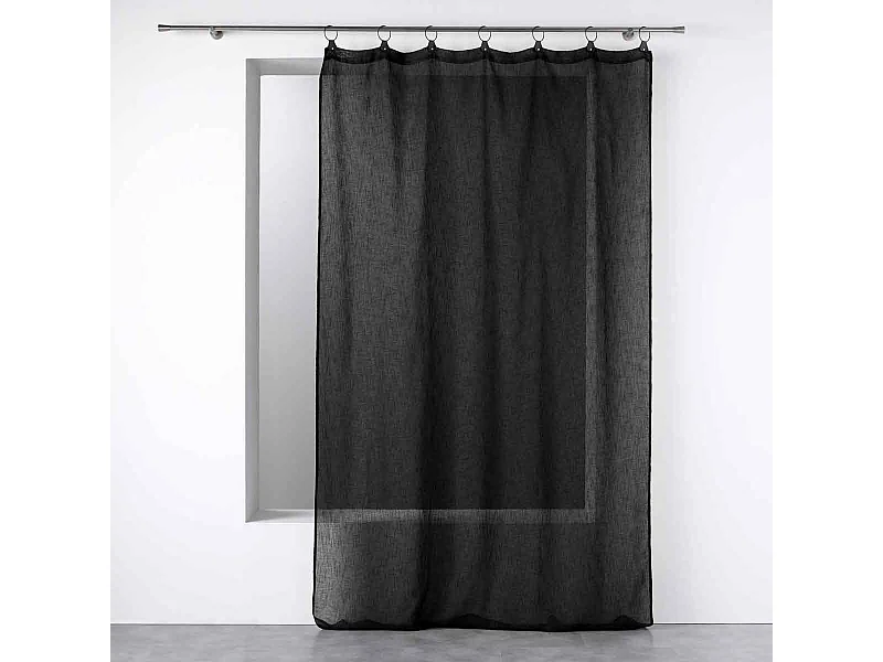 Rideau Voilage à Anneaux "Linka" 140x240cm Noir