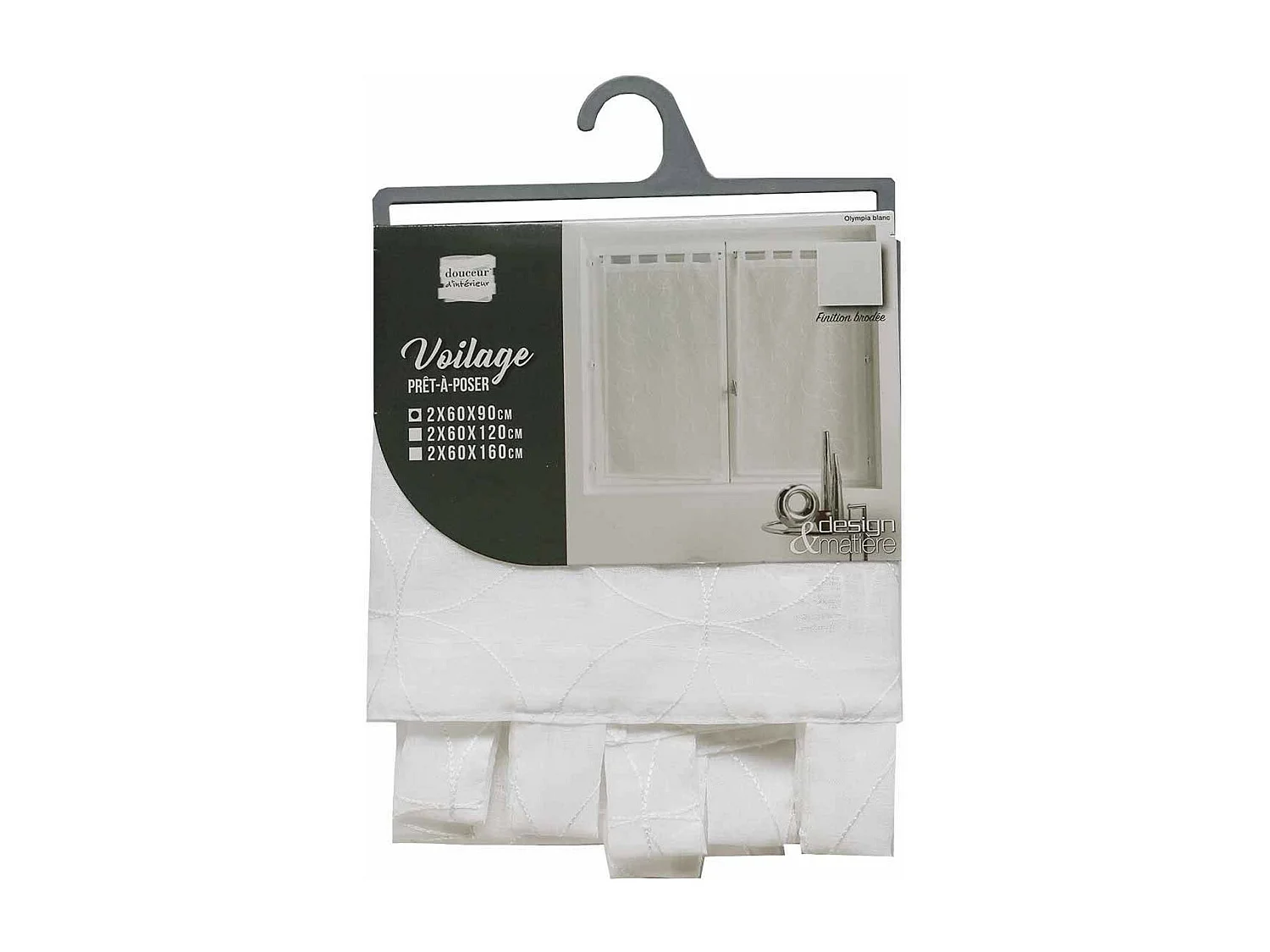 Paire de Voilages "Olympia" 60x90cm Blanc