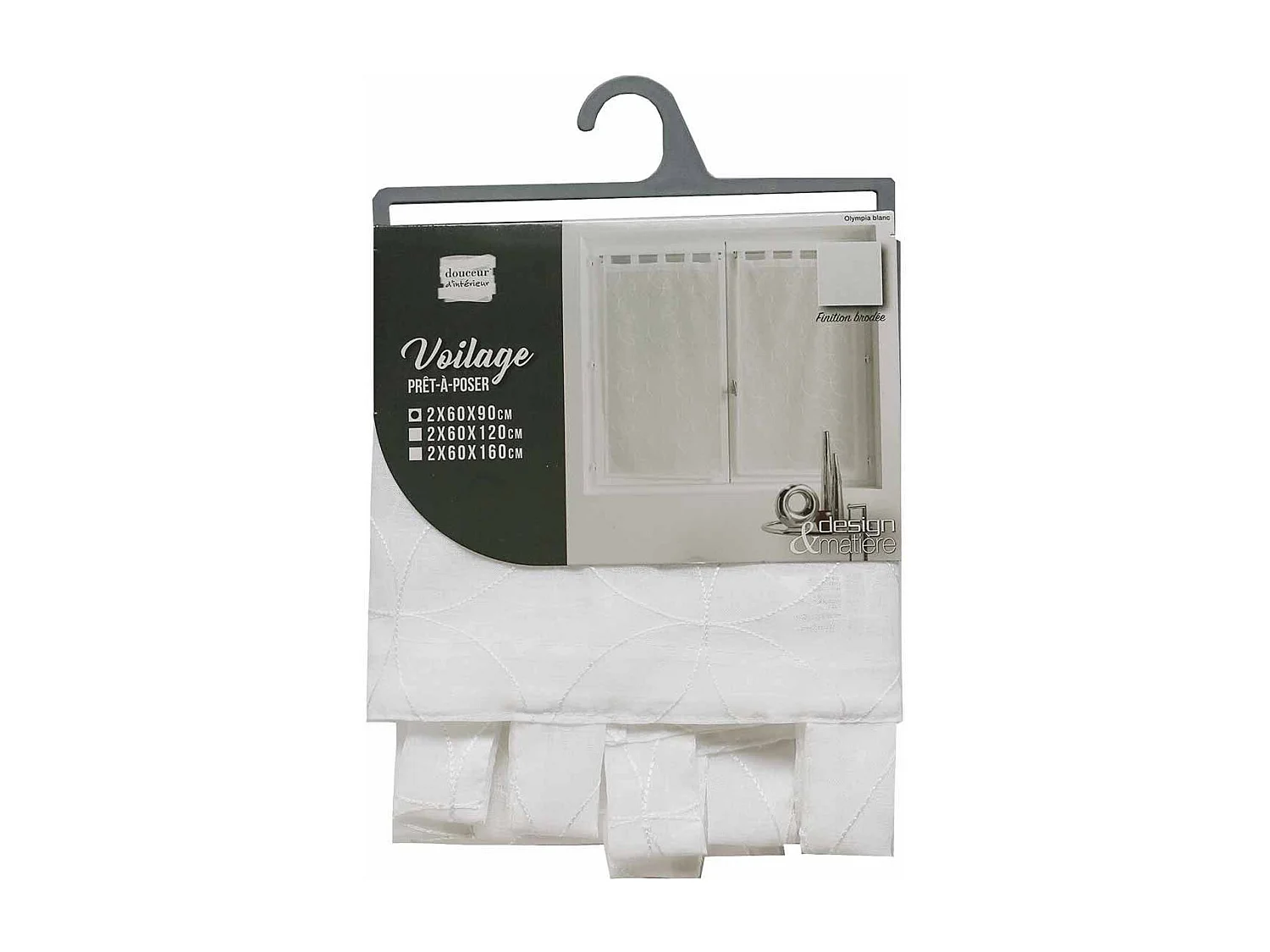Paire de Voilages "Olympia" 60x90cm Blanc