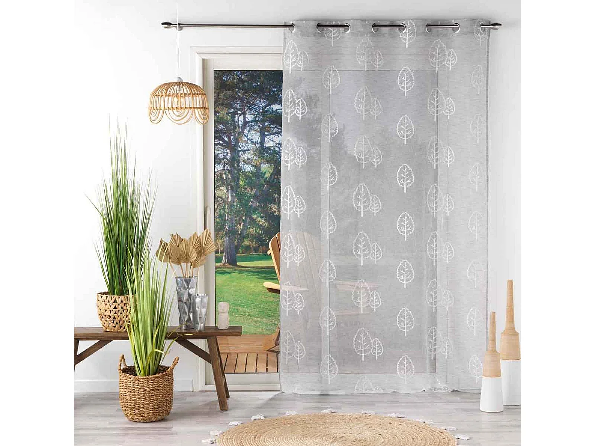 Rideau Voilage à Œillets "Sonata" 140x240cm Gris