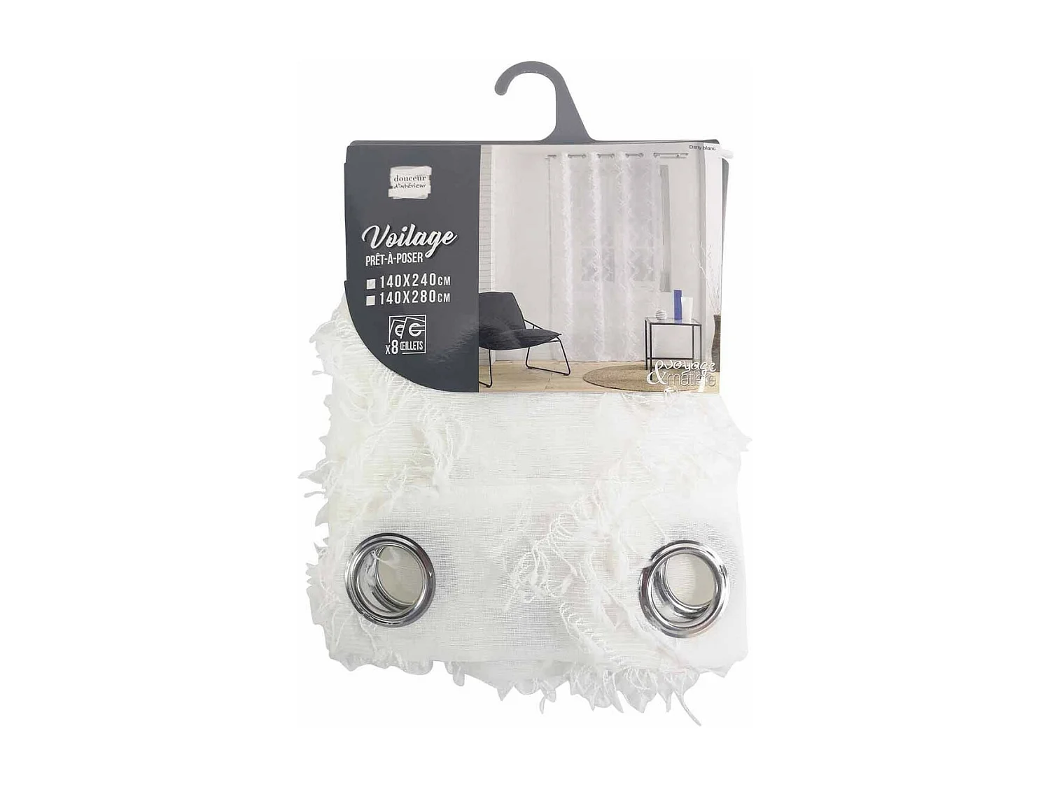 Rideau Voilage à Œillets "Dany" 140x240cm Blanc