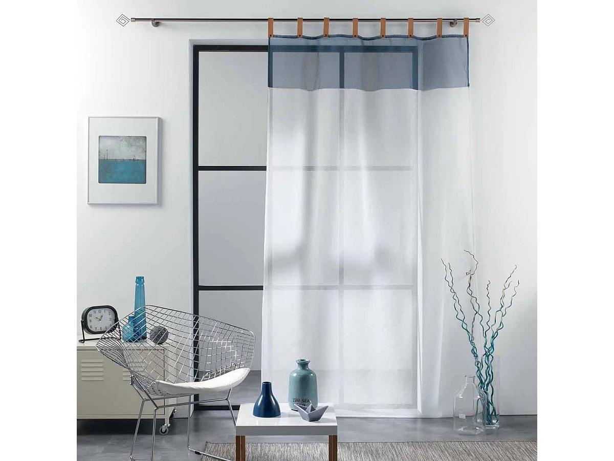 Rideau Voilage à Passants "Loft Atelier" 140x240cm Bleu