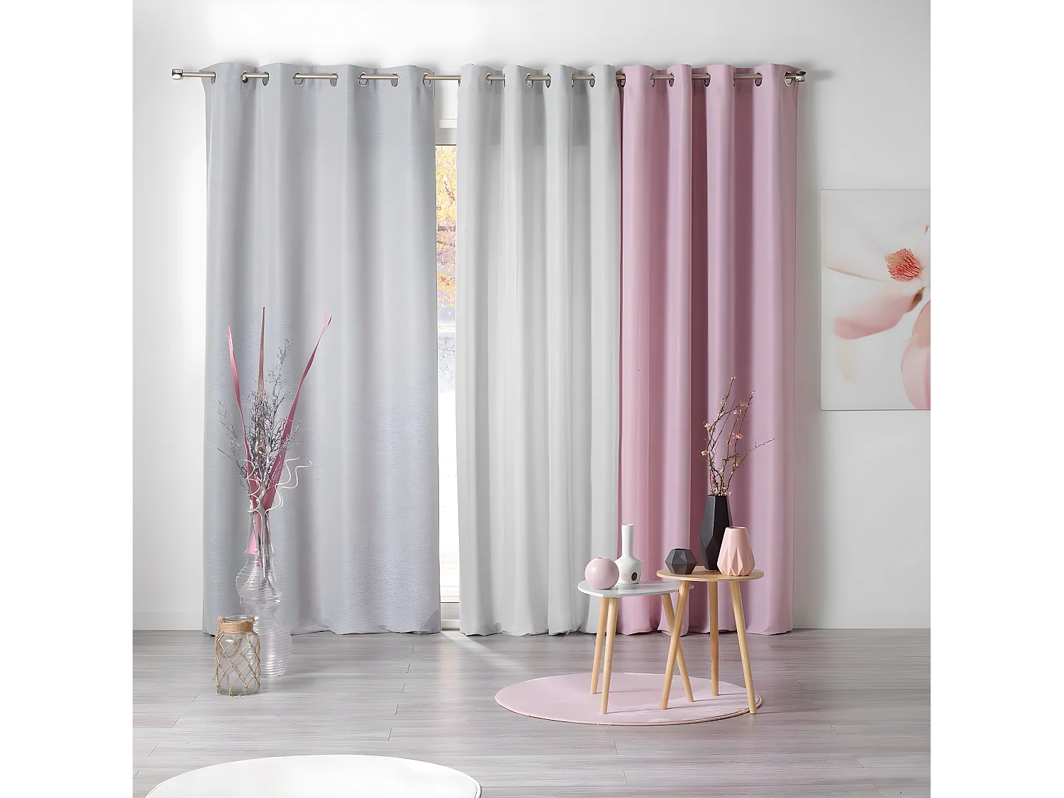 Rideau à Oeillets Tamisant "Glory" 140x240cm Rose