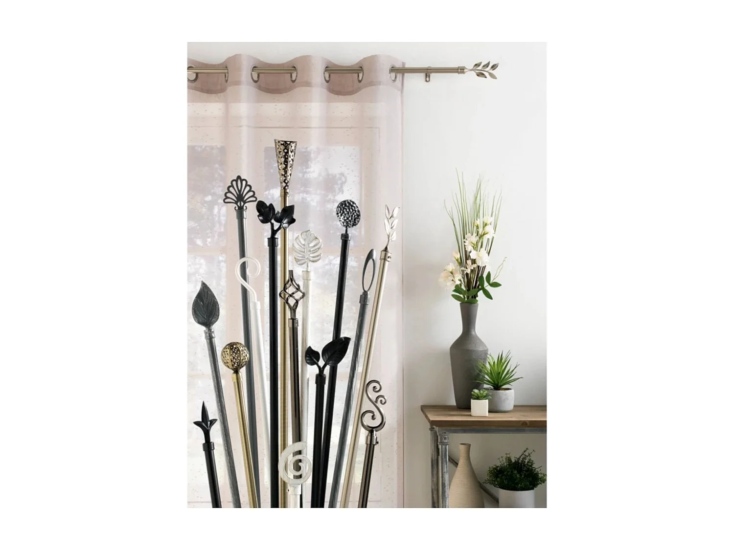 Kit Tringle Déco Extensible "Globa" 120-210cm Laiton