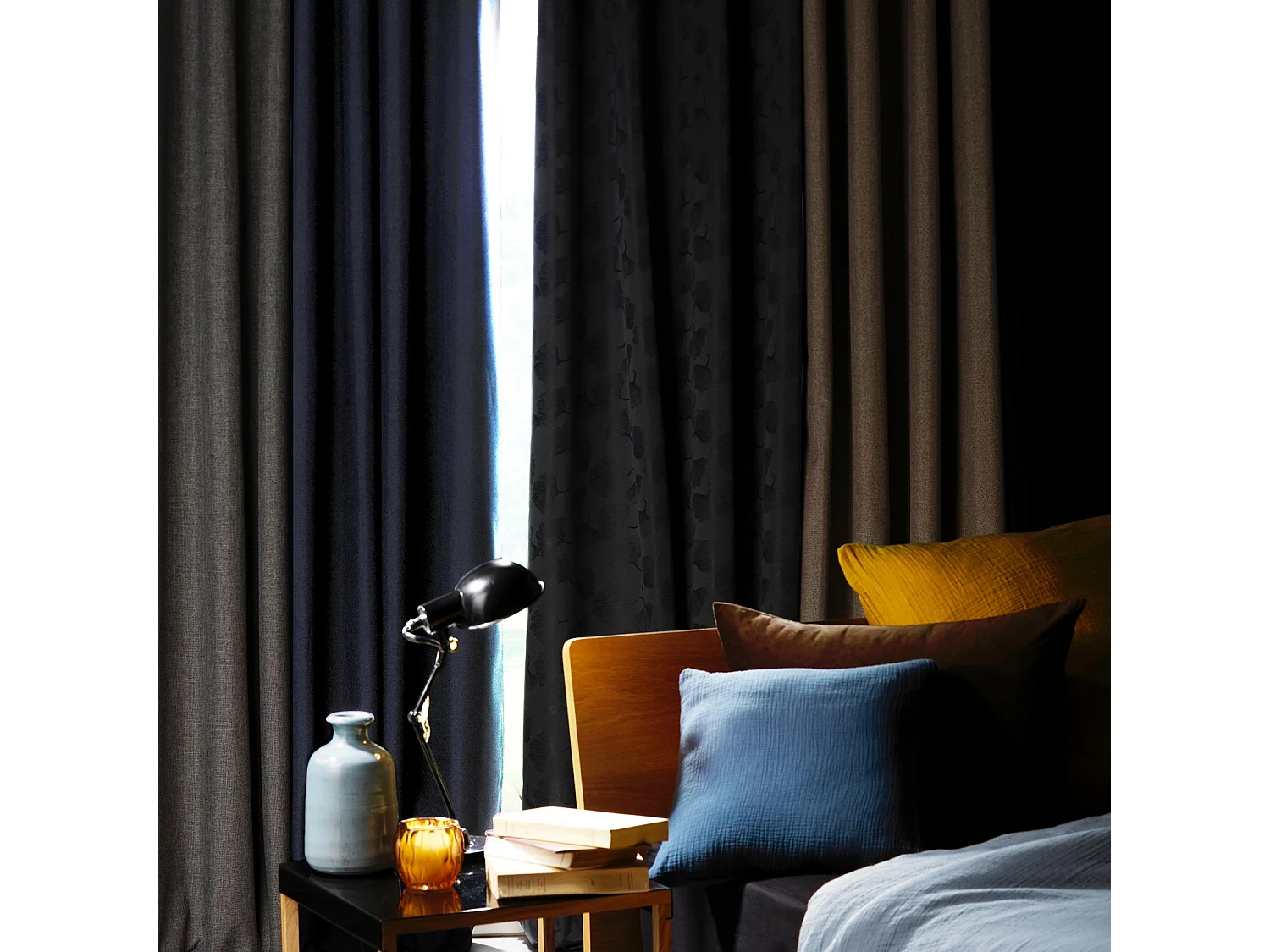 Cortina decorativa lisa, 100% opaca 140 x 260 cm