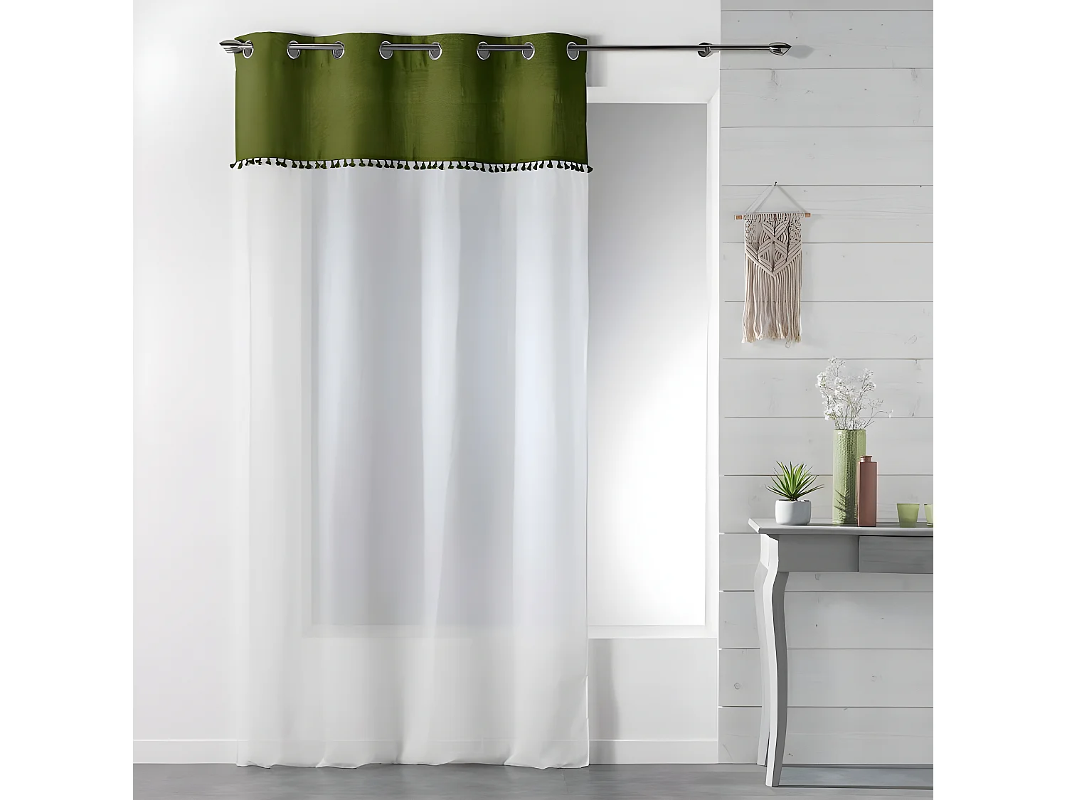 Rideau Voilage à Œillets "Alixia" 140x240cm Vert