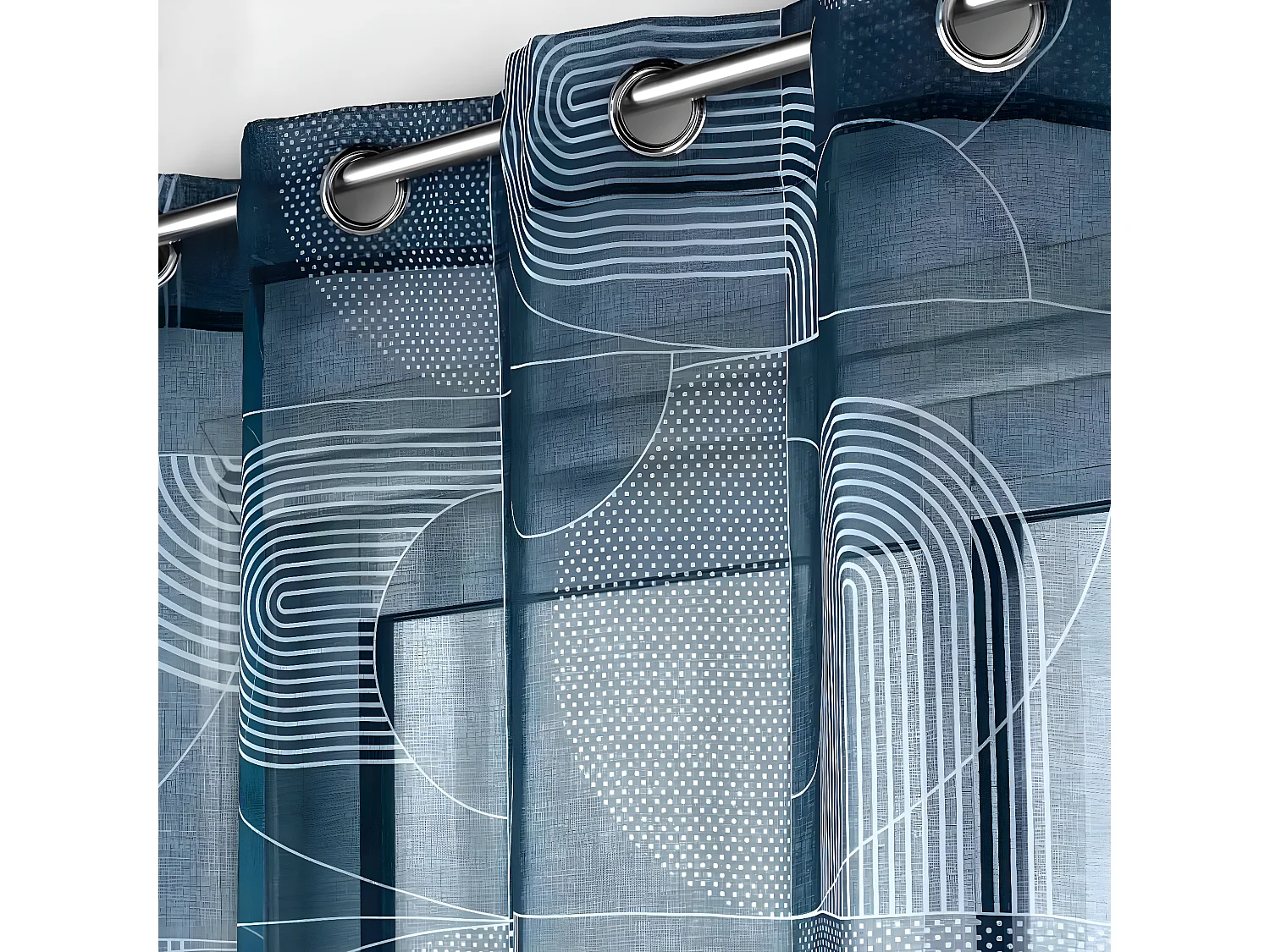 Rideau Voilage à Œillets "Esquisse" 140x240cm Bleu