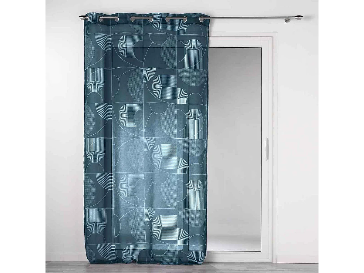 Rideau Voilage à Œillets "Esquisse" 140x240cm Bleu