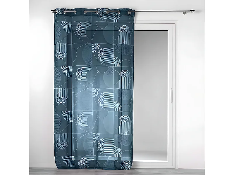 Rideau Voilage à Œillets "Esquisse" 140x240cm Bleu