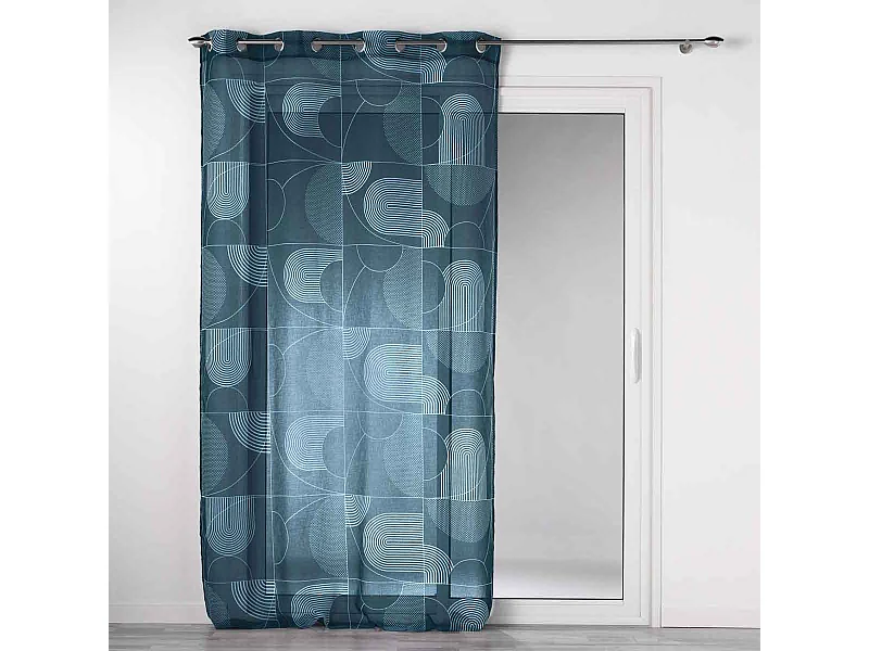 Rideau Voilage à Œillets "Esquisse" 140x240cm Bleu