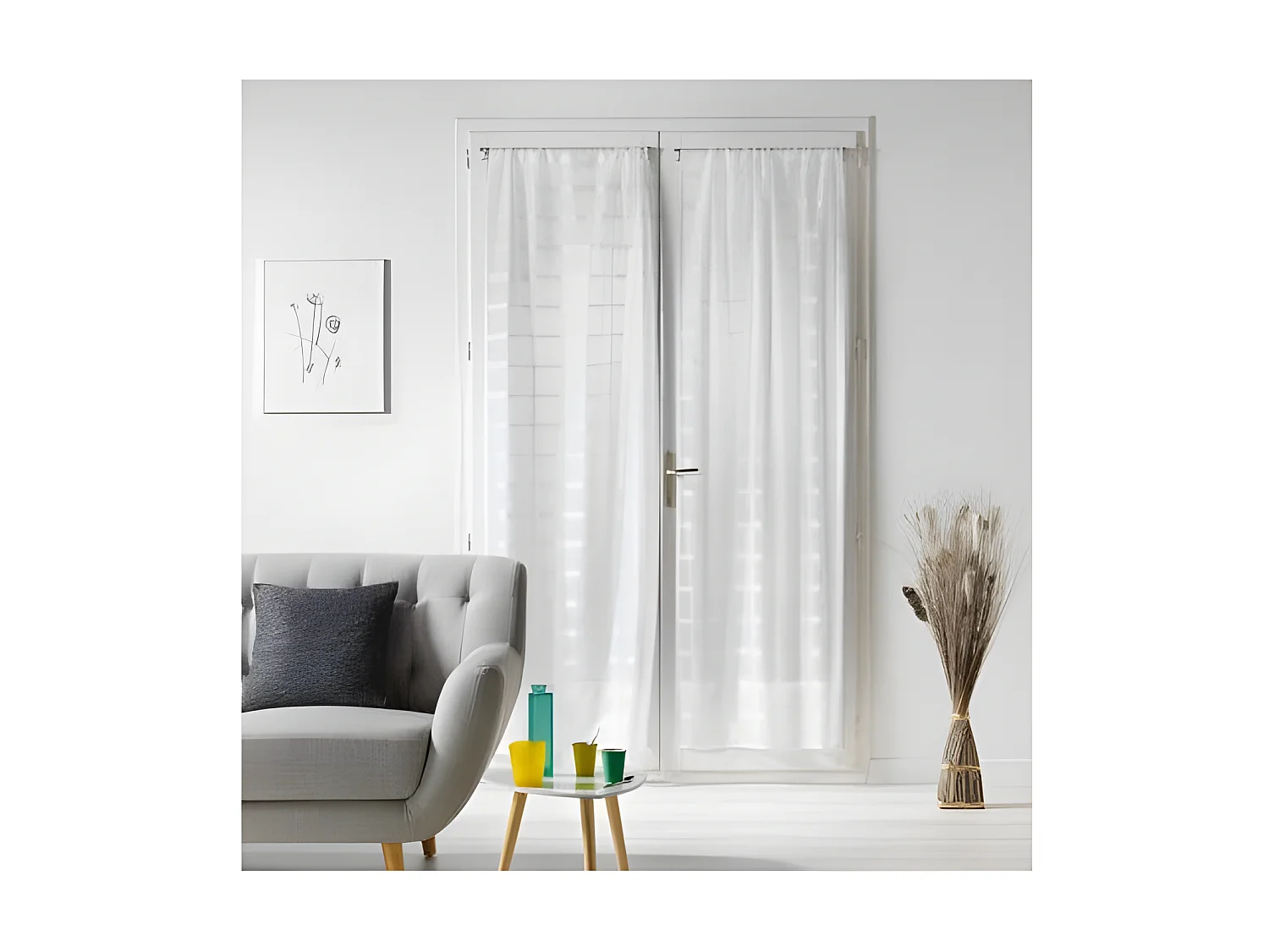 Paire de Voilages Passe-Tringle "Candide" 70x200cm Blanc