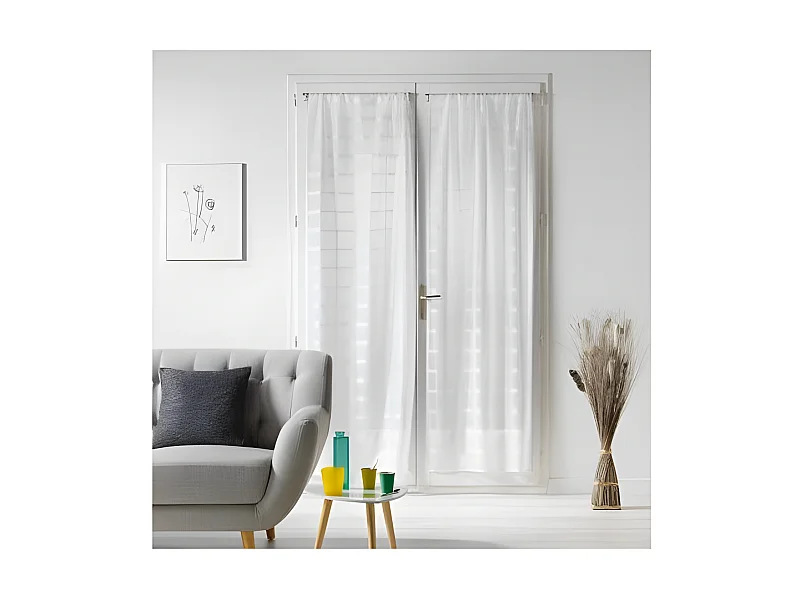Paire de Voilages Passe-Tringle "Candide" 70x200cm Blanc