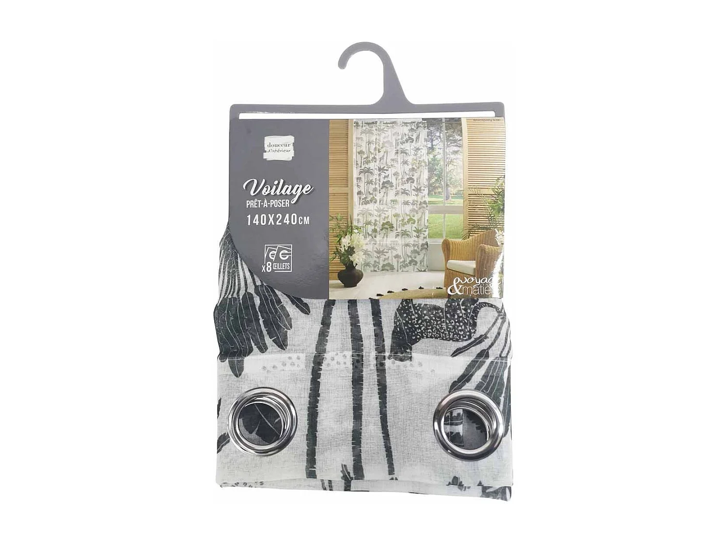 Rideau Voilage à Œillets "Manapany" 140x240cm Kaki