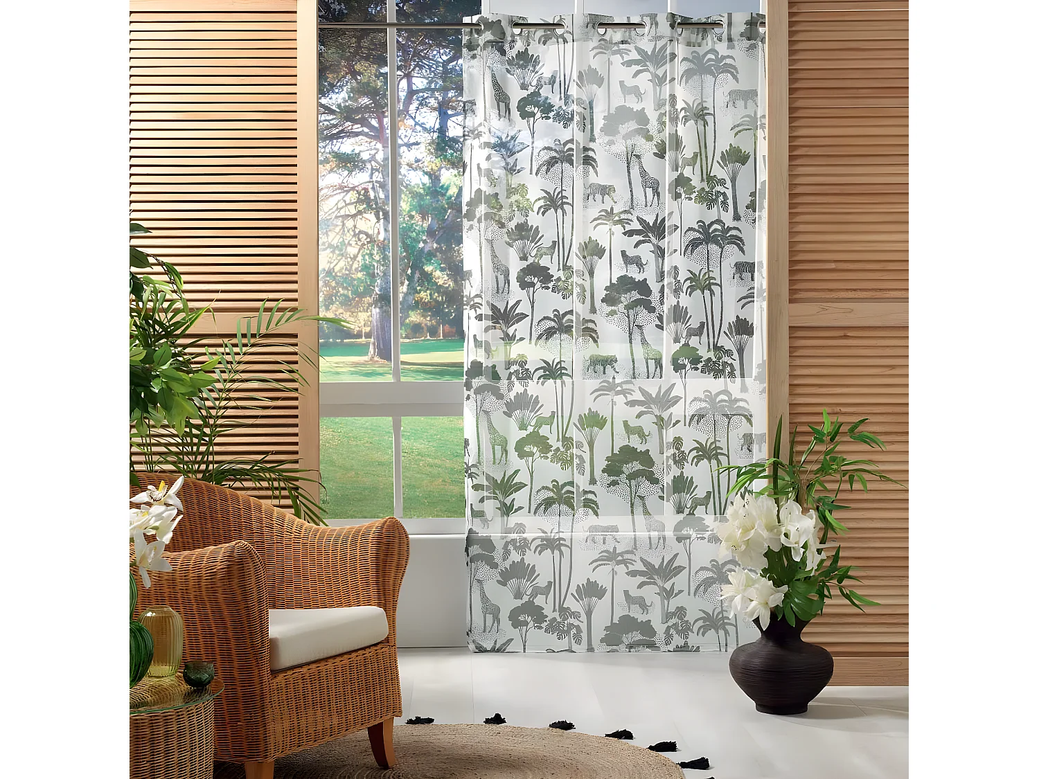 Rideau Voilage à Œillets "Manapany" 140x240cm Kaki