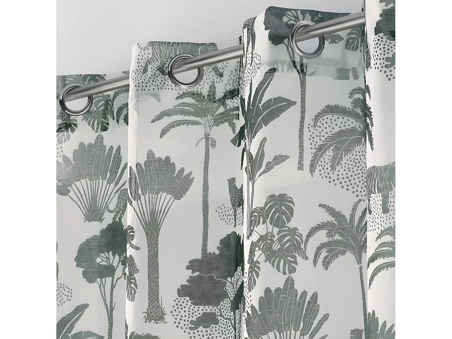 Rideau Voilage à Œillets "Manapany" 140x240cm Kaki