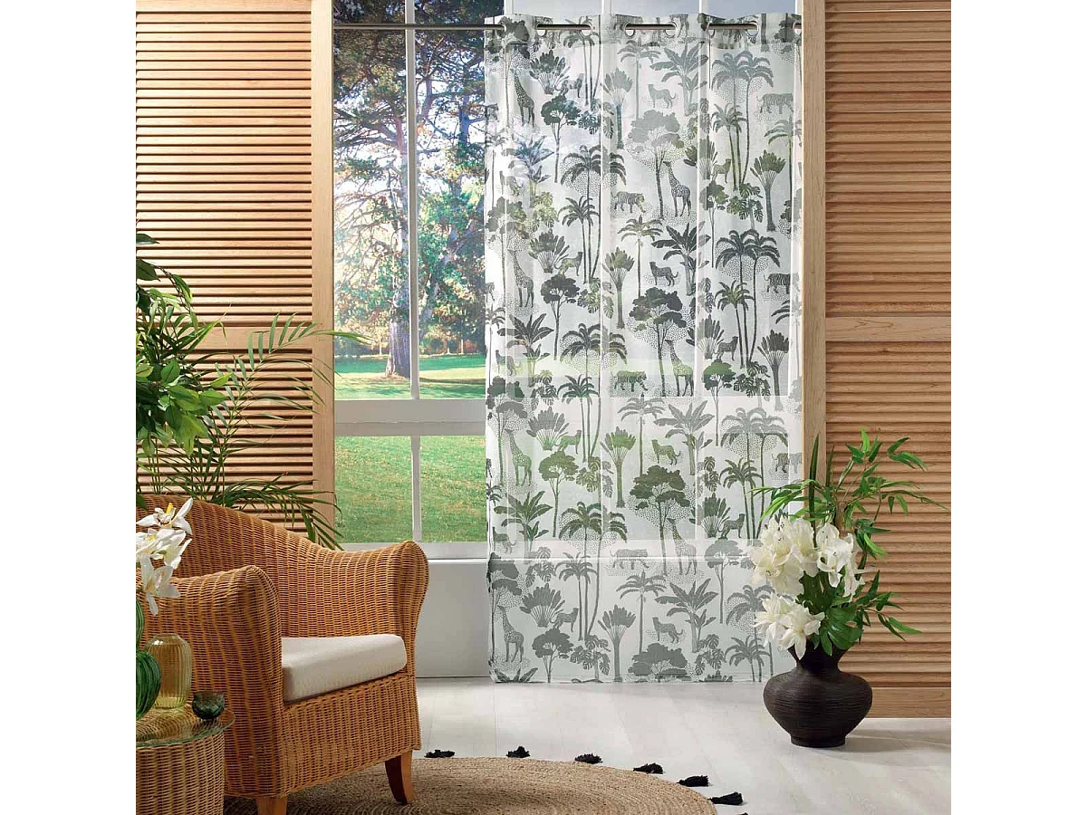 Rideau Voilage à Œillets "Manapany" 140x240cm Kaki