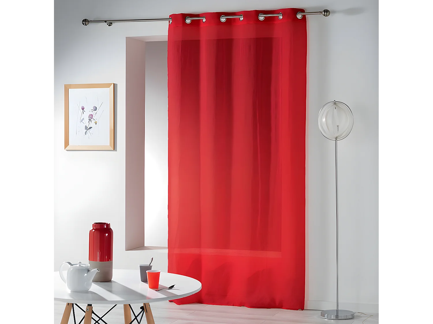 Rideau Voilage Étamine "Telma" 140x240cm Rouge