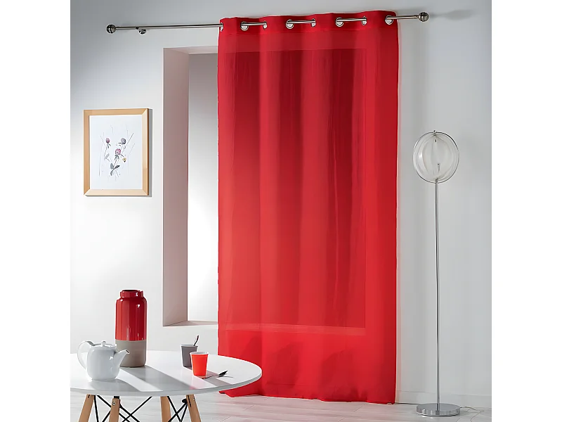 Rideau Voilage Étamine "Telma" 140x240cm Rouge