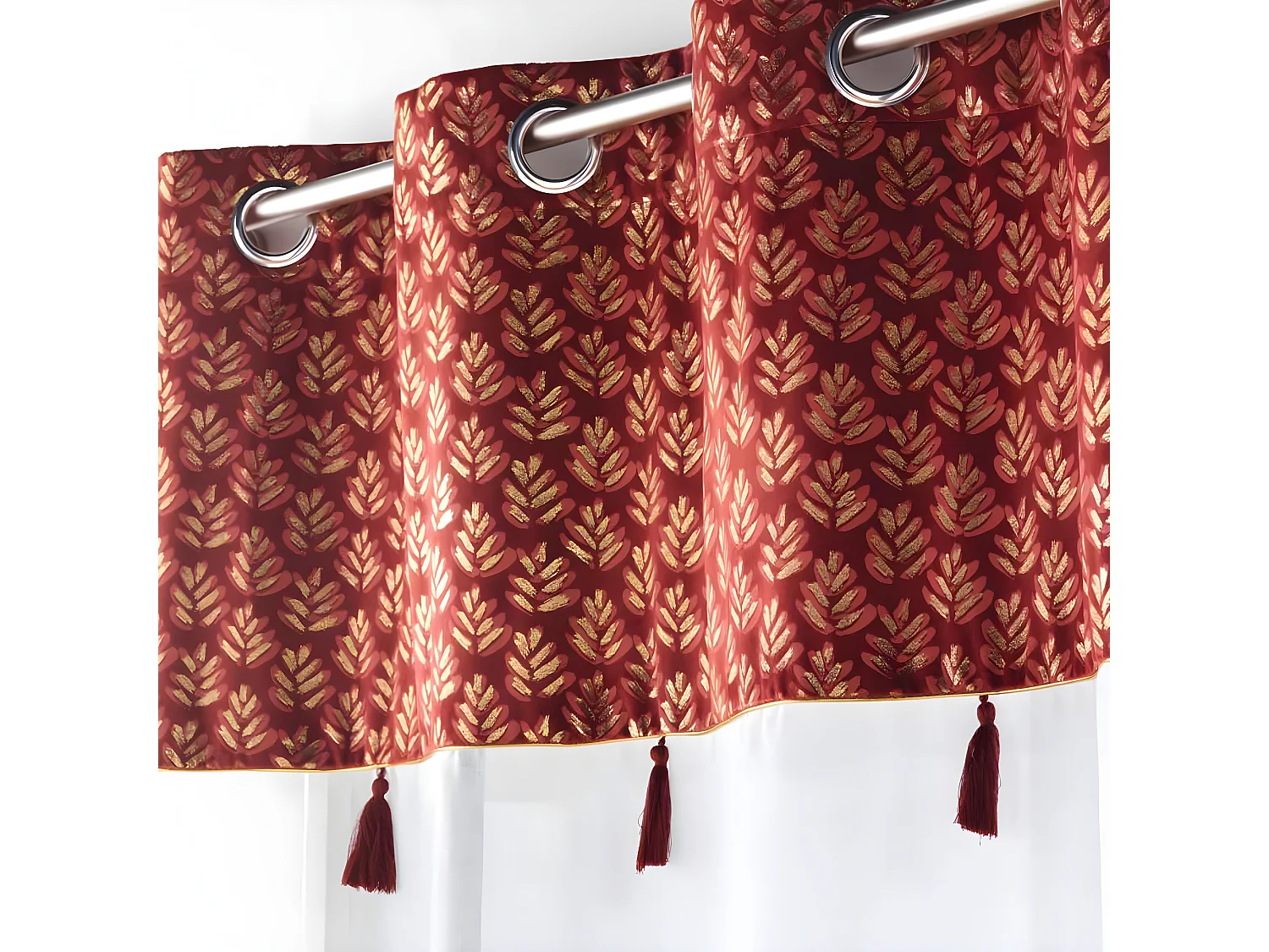 Rideau Voilage à Œillets "Evie" 140x280cm Bordeaux