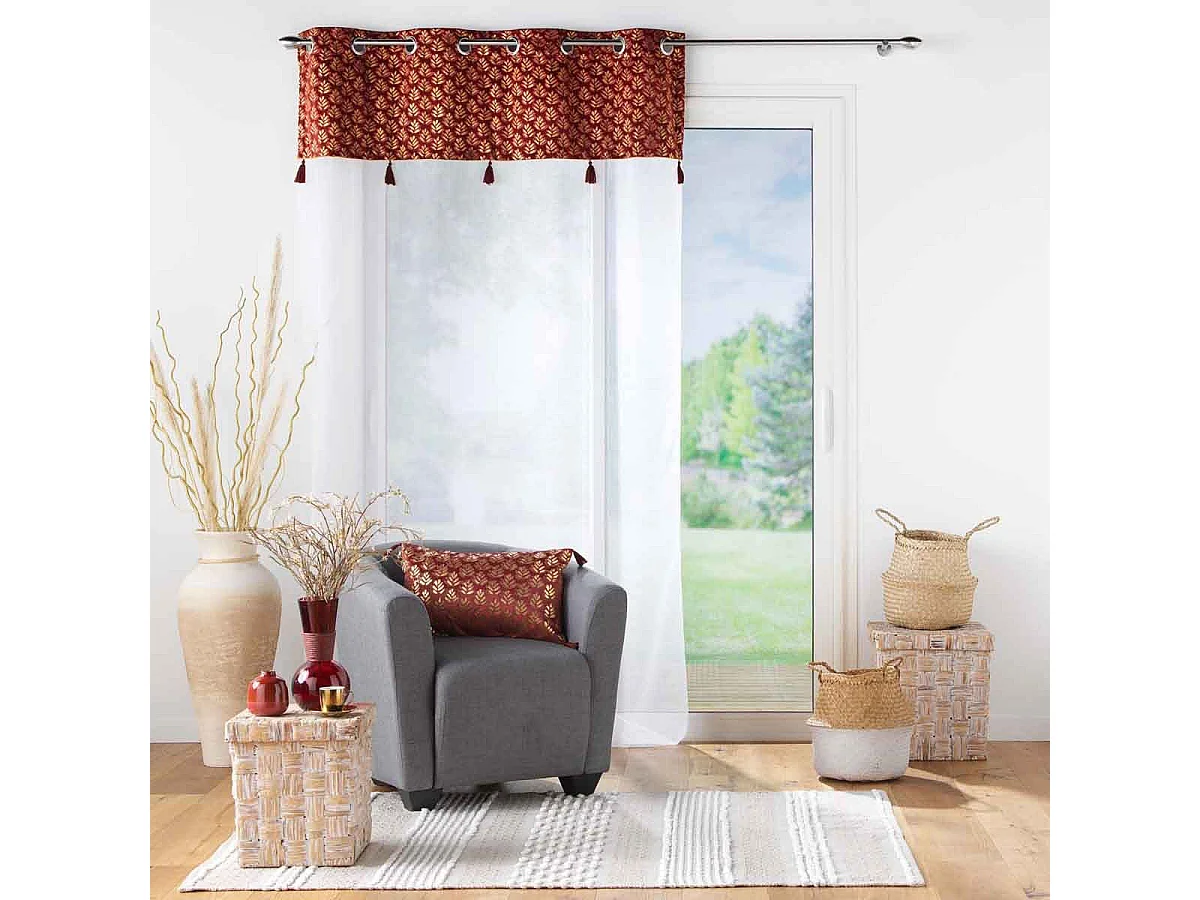 Rideau Voilage à Œillets "Evie" 140x280cm Bordeaux