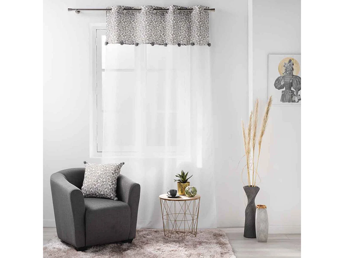 Rideau Voilage à Œillets "Vilanelle" 140x240cm Gris