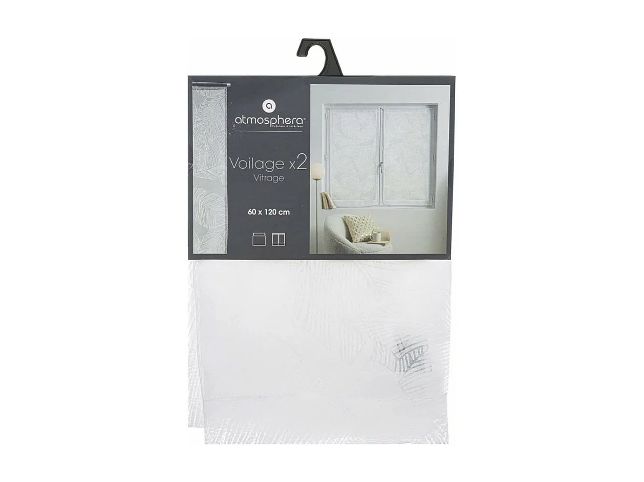 Paire de Voilages "Feuille" 60x120cm Blanc