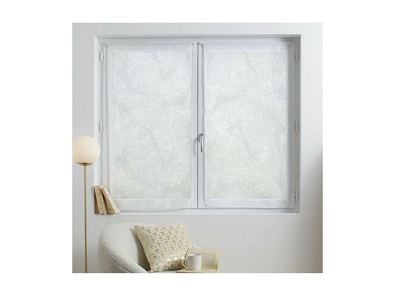 Paire de Voilages "Feuille" 60x120cm Blanc