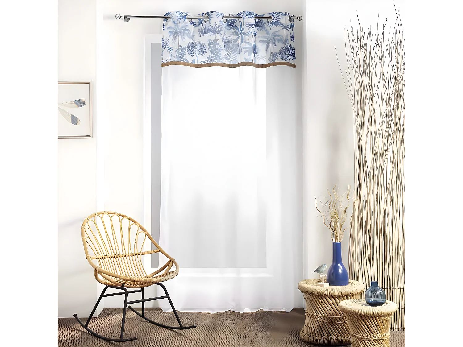 Rideau Voilage Imprimé "Amazonia" 140x240cm Bleu