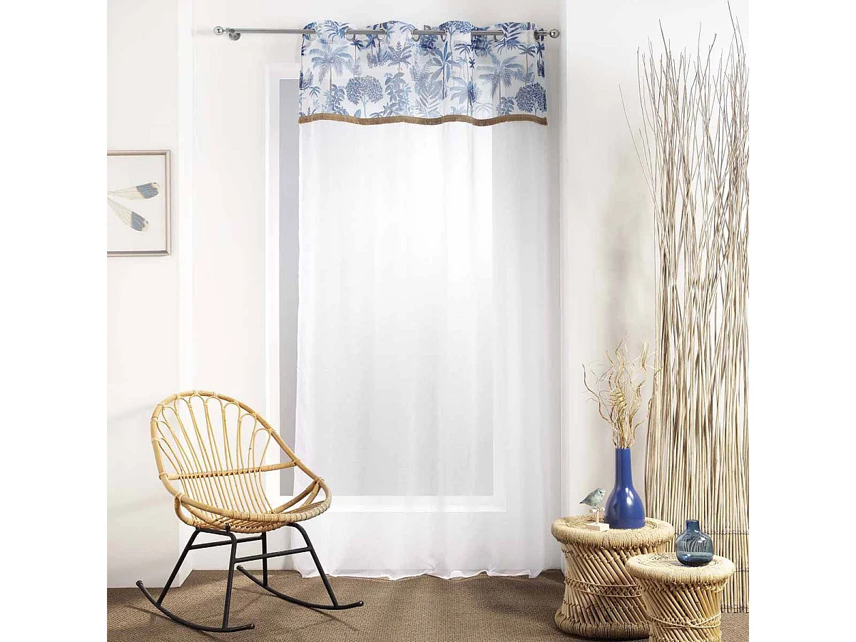 Rideau Voilage Imprimé "Amazonia" 140x240cm Bleu