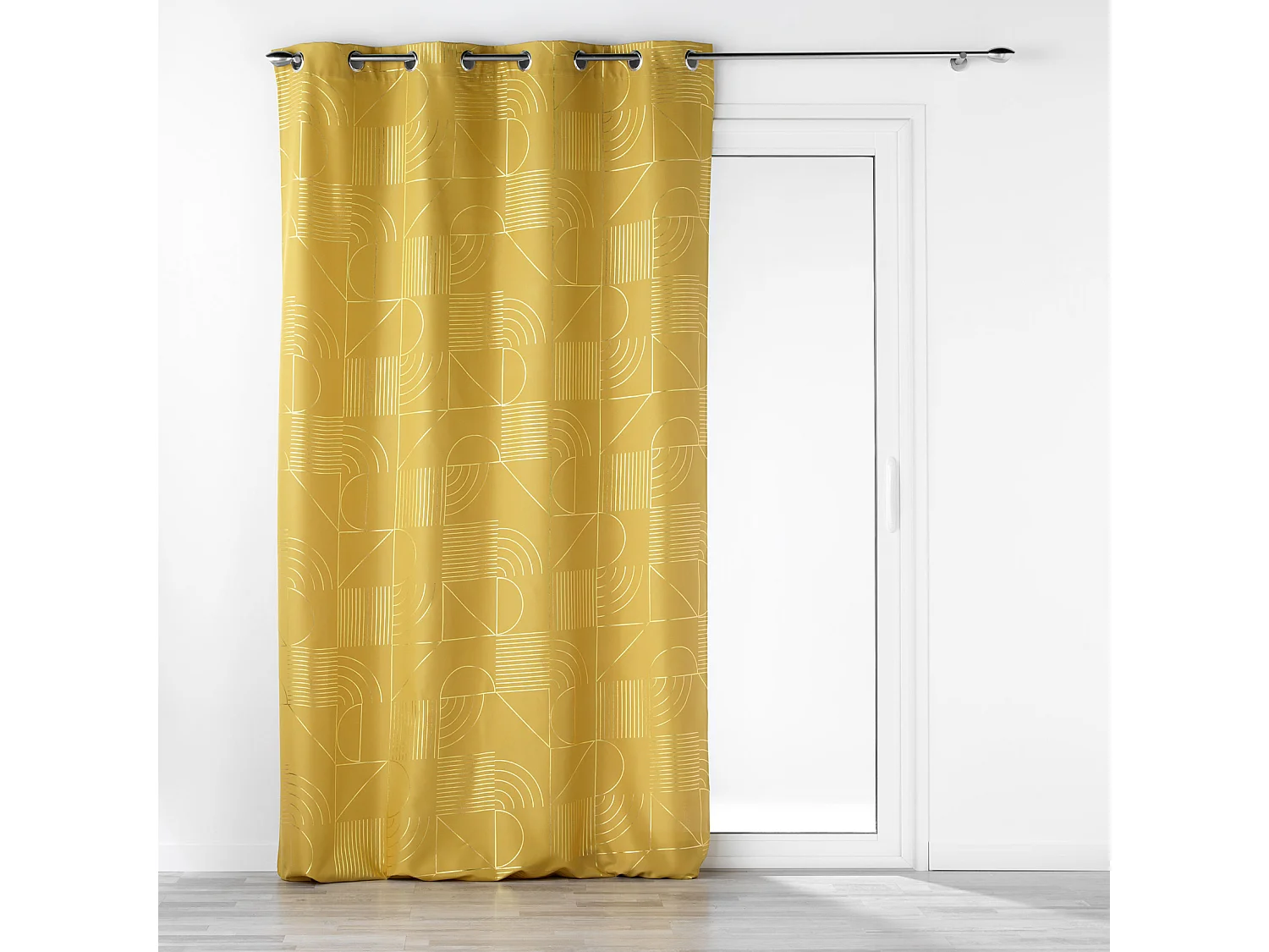 Rideau à Œillets Imprimé "Lineor" 140x260cm Jaune