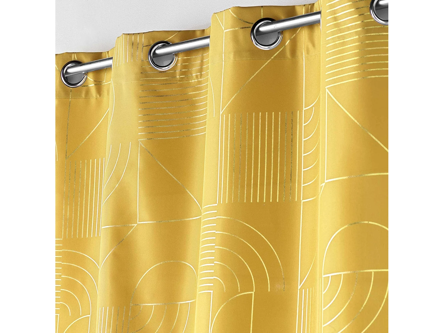 Rideau à Œillets Imprimé "Lineor" 140x260cm Jaune