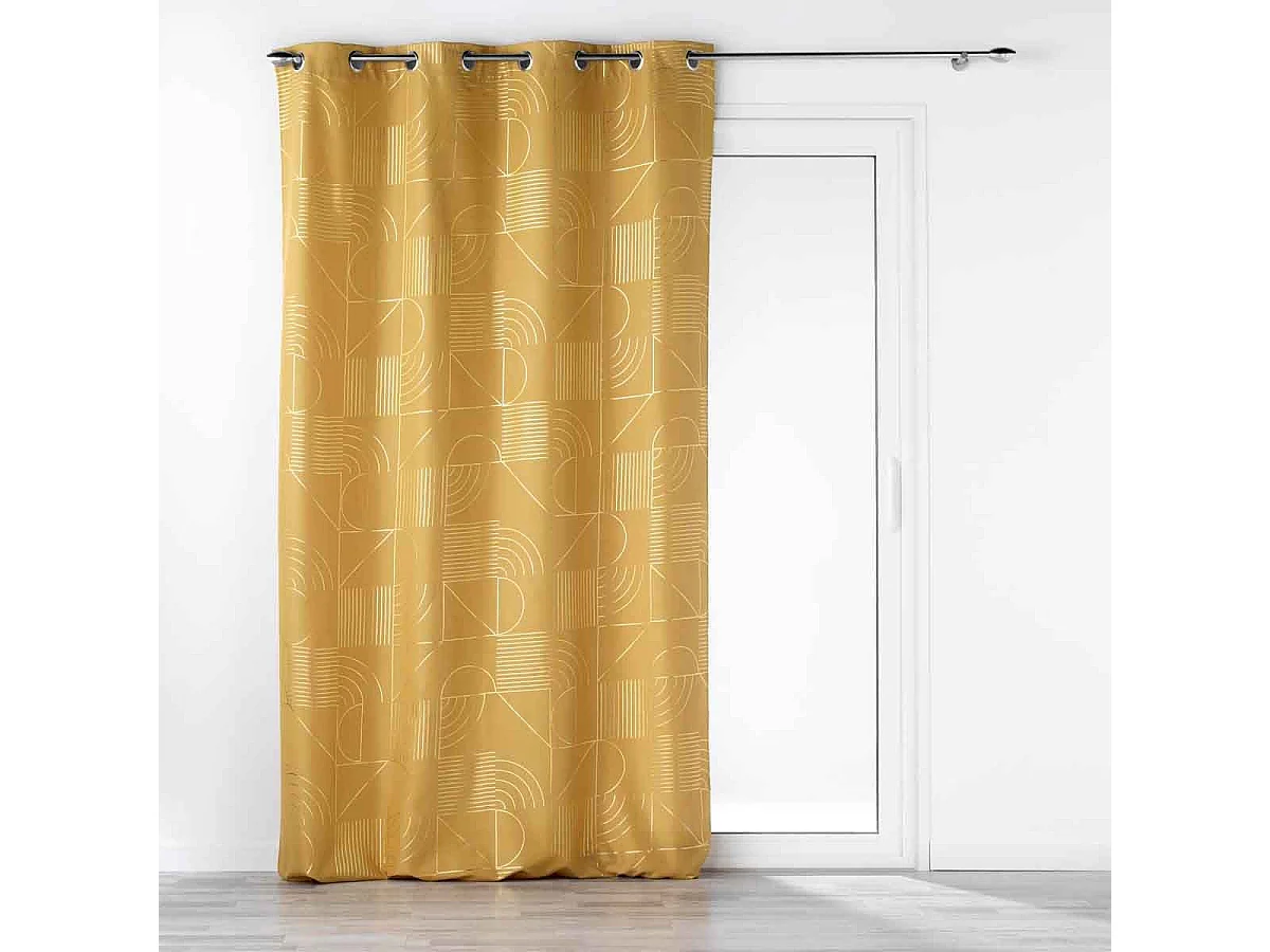 Rideau à Œillets Imprimé "Lineor" 140x260cm Jaune