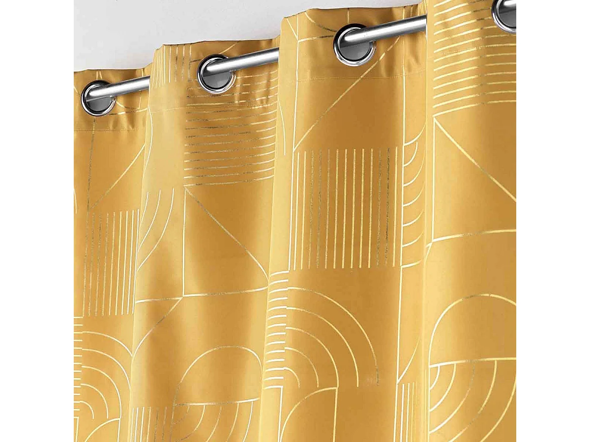 Rideau à Œillets Imprimé "Lineor" 140x260cm Jaune