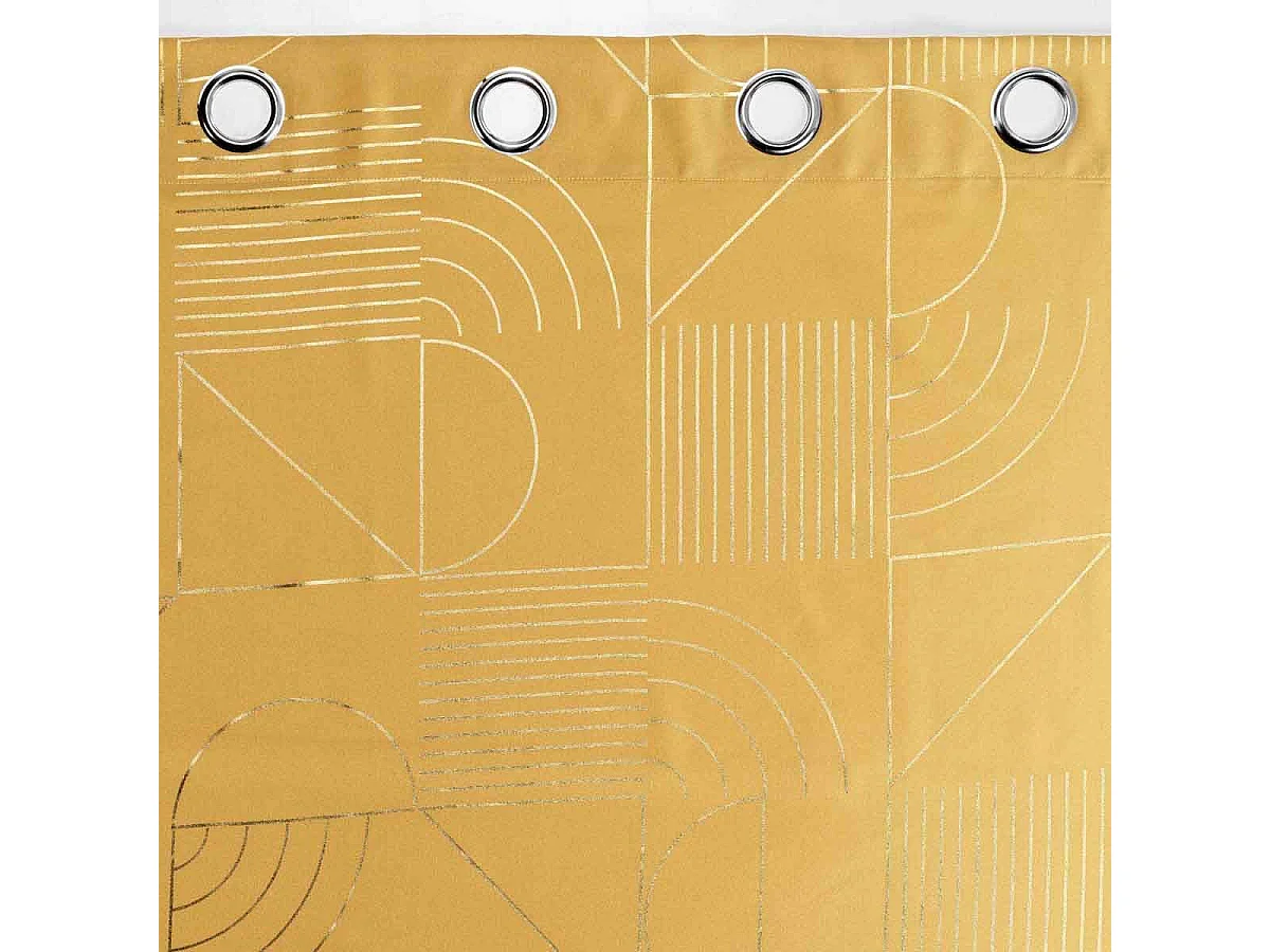 Rideau à Œillets Imprimé "Lineor" 140x260cm Jaune