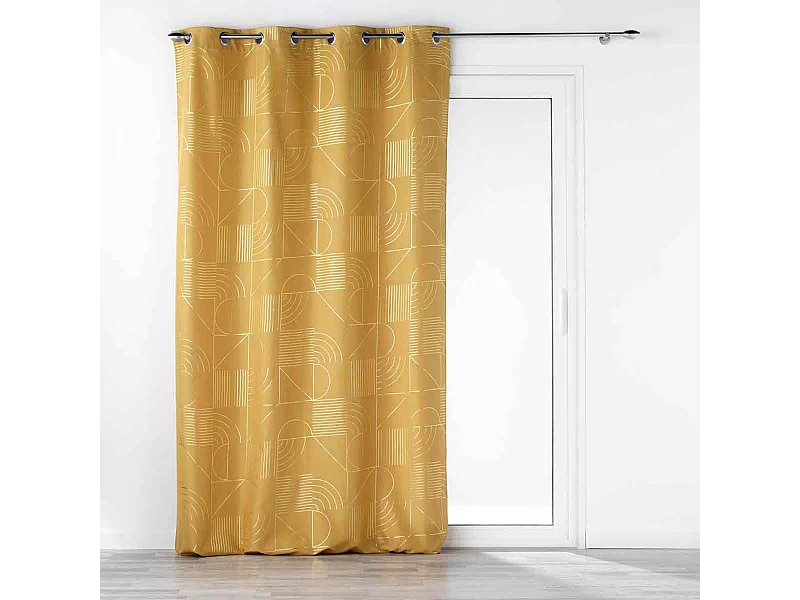 Rideau à Œillets Imprimé "Lineor" 140x260cm Jaune