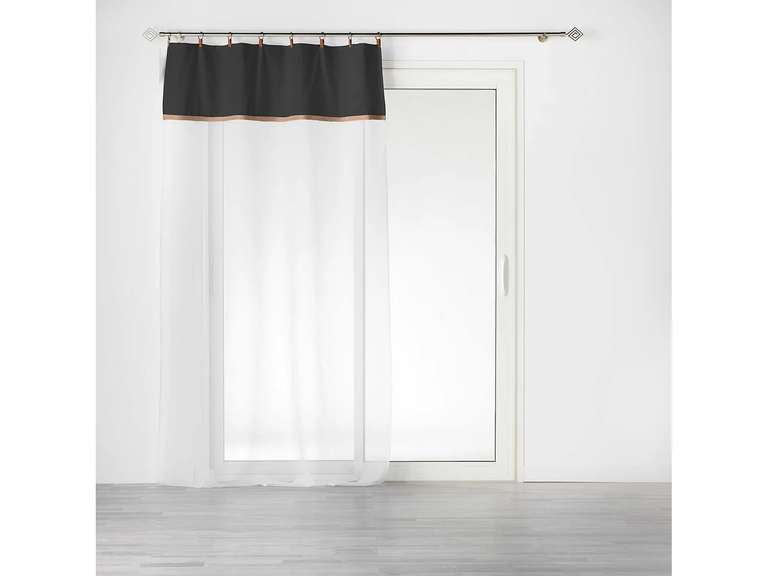 Rideau Voilage à Anneaux "Leana" 140x240cm Noir