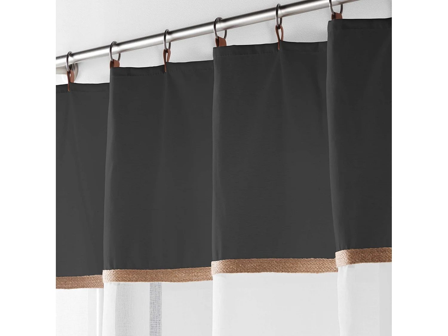 Rideau Voilage à Anneaux "Leana" 140x240cm Noir