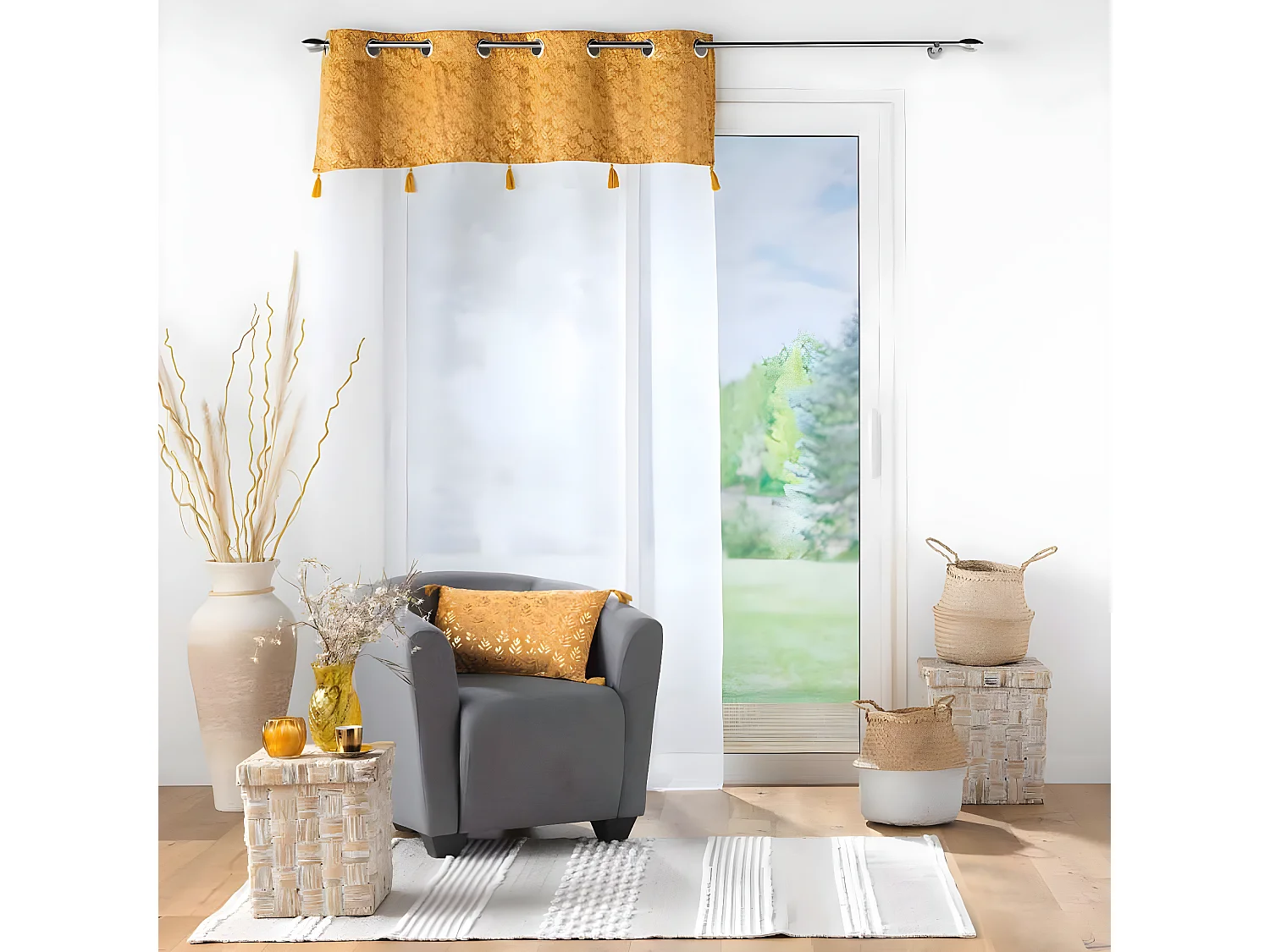 Rideau Voilage à Œillets "Evie" 140x280cm Ocre