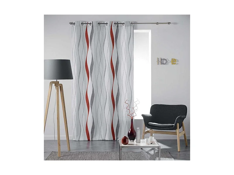 Rideau Tamisant "Ondulys" 140x280cm Blanc & Rouge