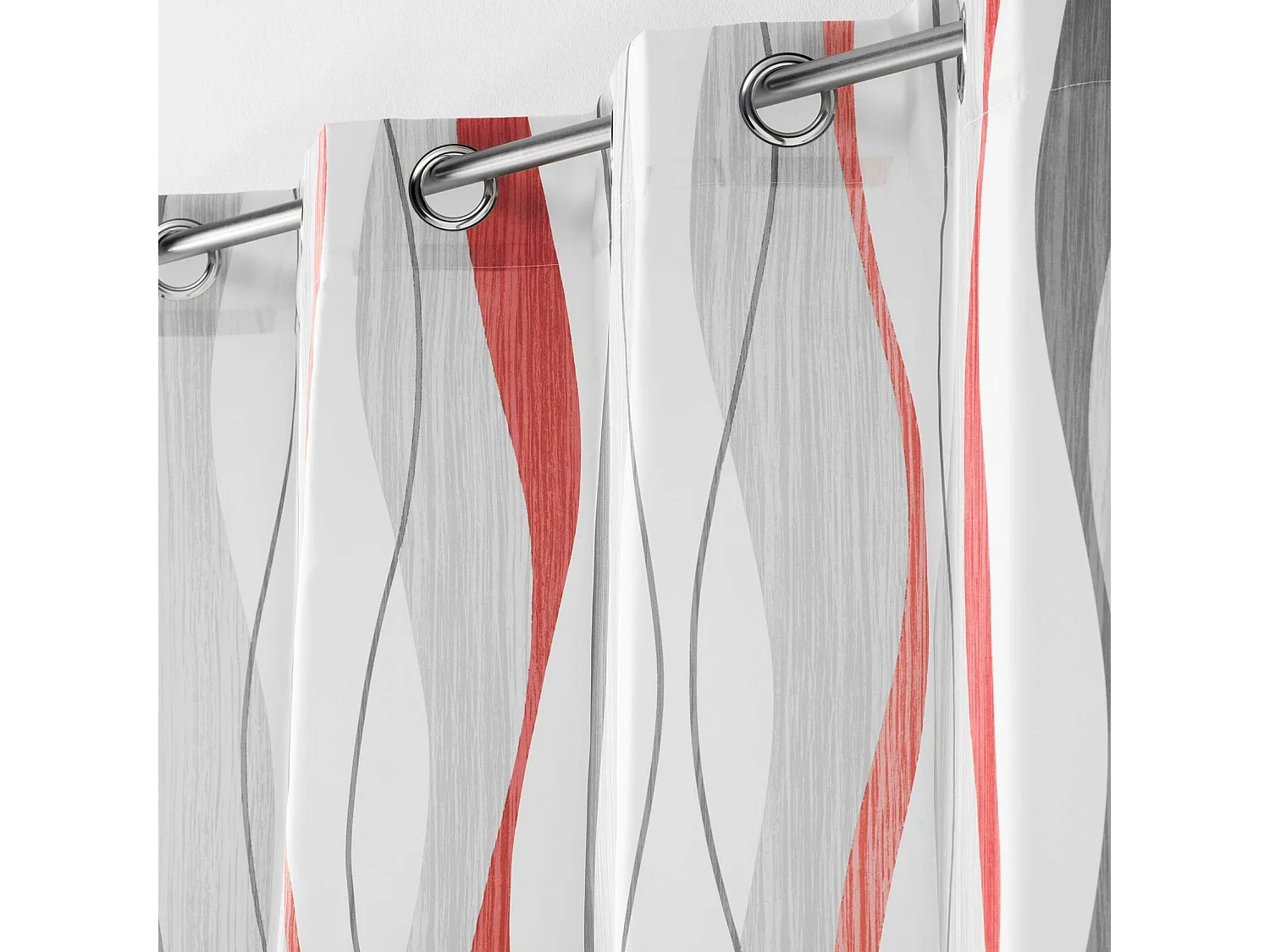 Rideau Tamisant "Ondulys" 140x280cm Blanc & Rouge