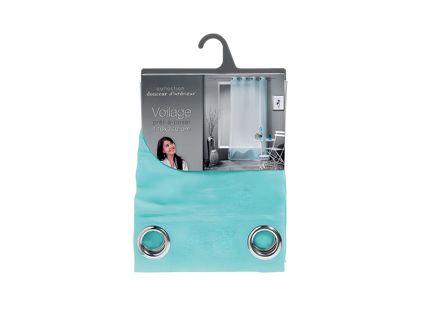 Rideau Voilage à Œillets "Mitsy" 140x240cm Bleu Ciel