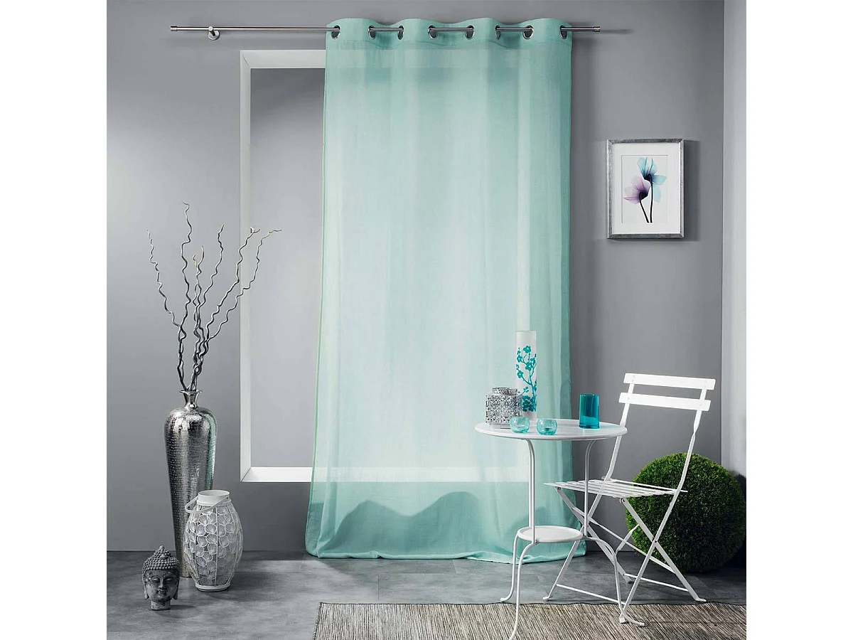 Rideau Voilage à Œillets "Mitsy" 140x240cm Bleu Ciel