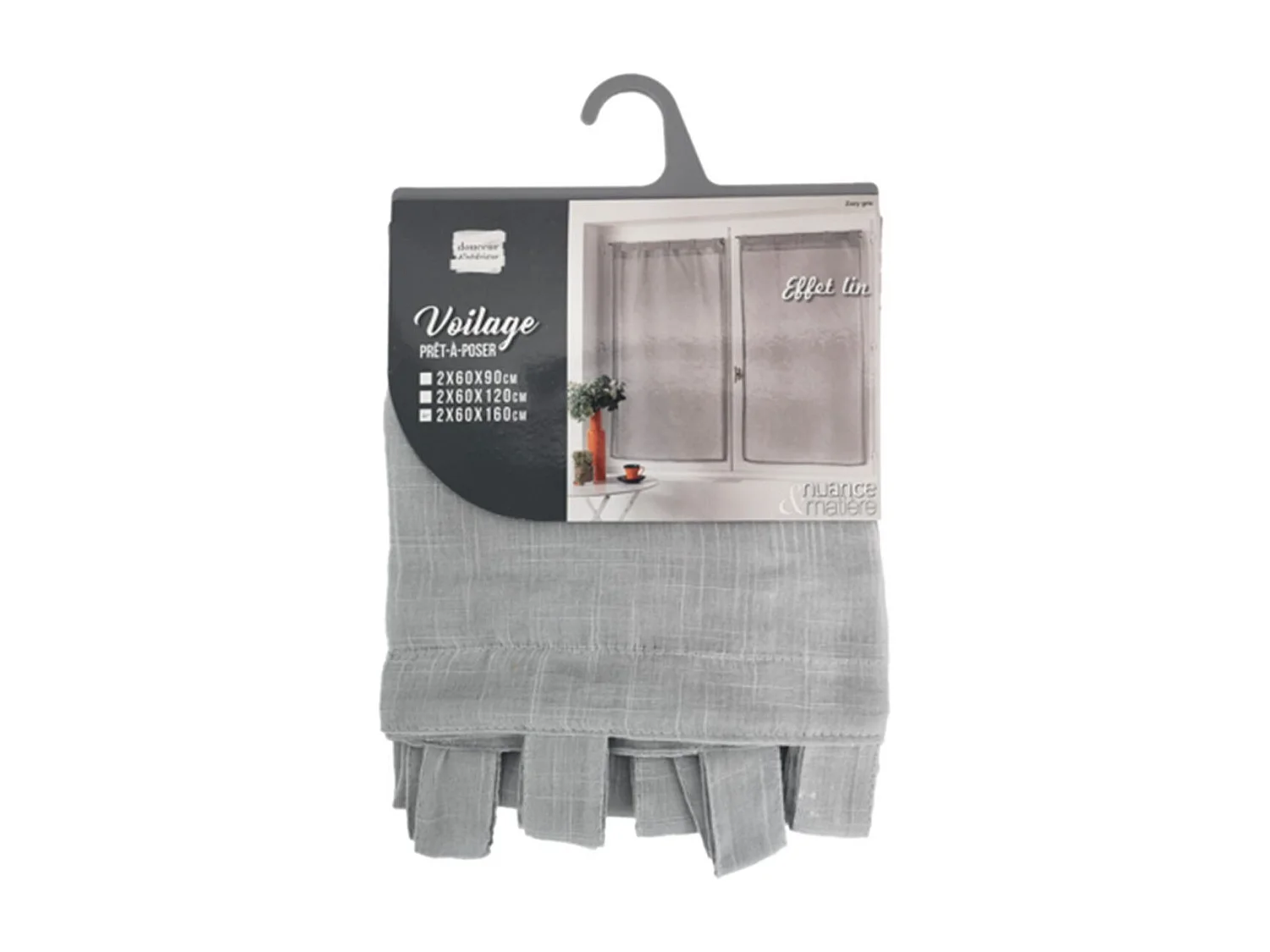 Paire de Voilages "Zazy" 60x160cm Gris