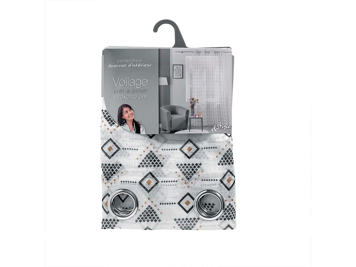 Rideau Voilage à Œillets "Letiko" 140x240cm Blanc