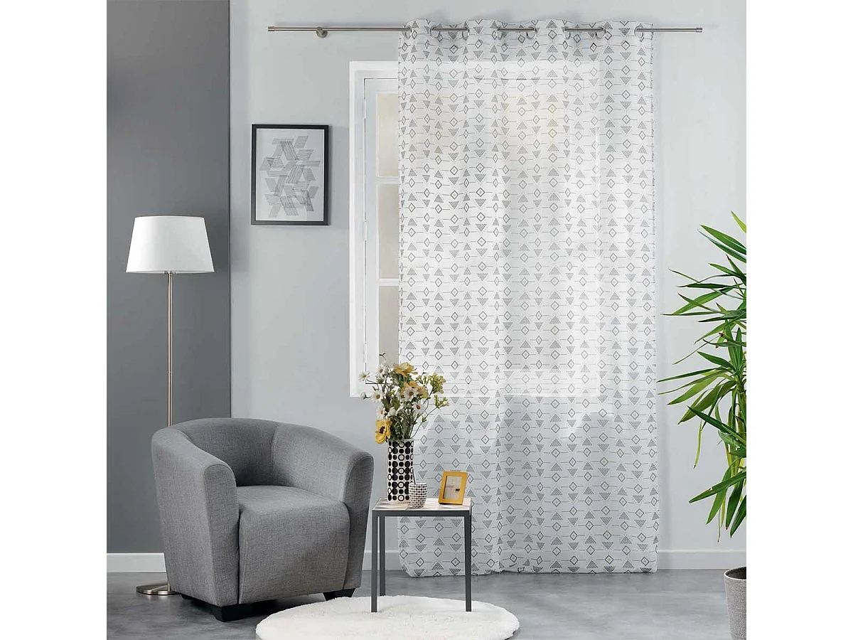 Rideau Voilage à Œillets "Letiko" 140x240cm Blanc